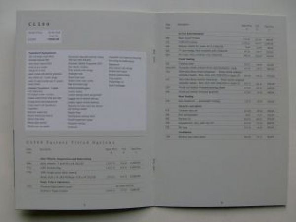 Mercedes Benz UK Price List CL Coupe W140 Dezember 1999