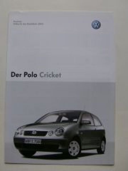 VW Preisliste Polo Cricket  9N2 Dezember 2003