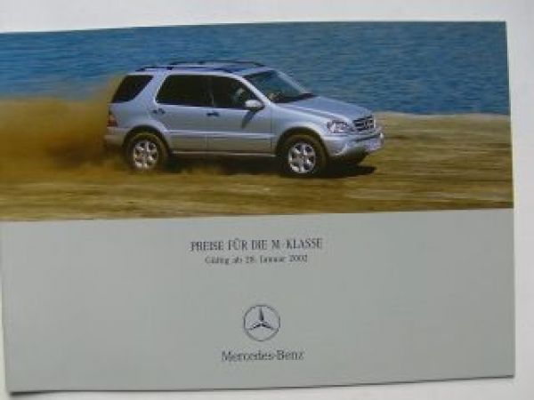 Mercedes Benz Preisliste M-Klasse BR163 Januar 2002
