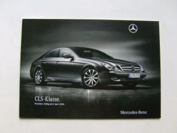 Mercedes Benz Preisliste CLS-Klasse BR219 +CLS63 AMG 4/2009