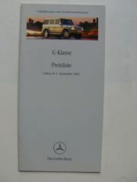 Mercedes Benz Preisliste G-Klasse BR463 September 2001