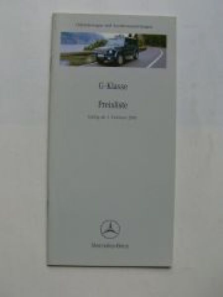 Mercedes Benz Preisliste G-Klasse BR463 Februar 2001