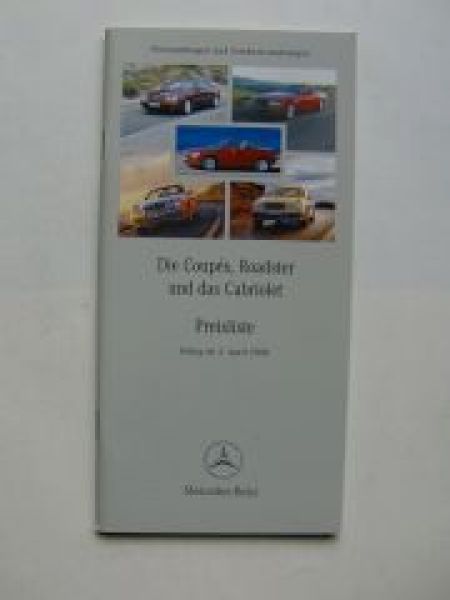 Mercedes Benz Preisliste R170 W208 R129 BR215 April 2000