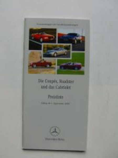 Mercedes Benz Preisliste 9/2000 R129 W208 BR215 R170