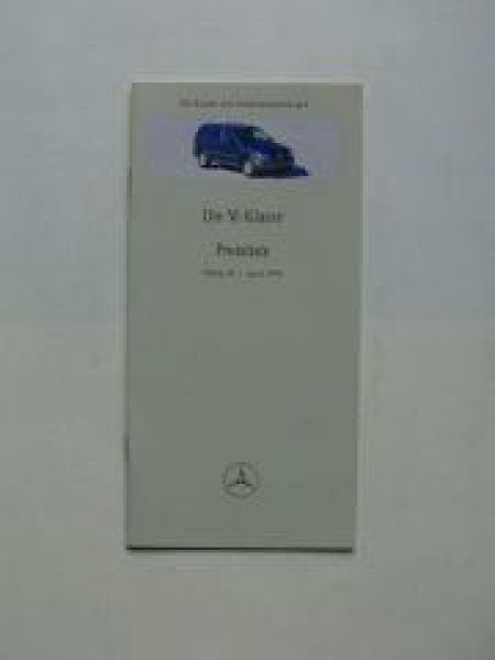 Mercedes Benz Preisliste M-Klasse BR163 April 1998 NEU