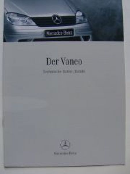 Mercedes Benz Vaneo Technische Daten:Kombi 21.8.2001