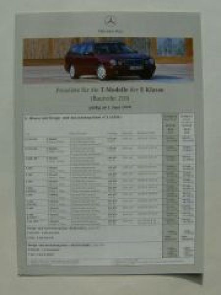 Mercedes Benz Preisliste E-Klasse T-Modelle W210 Juni 1999