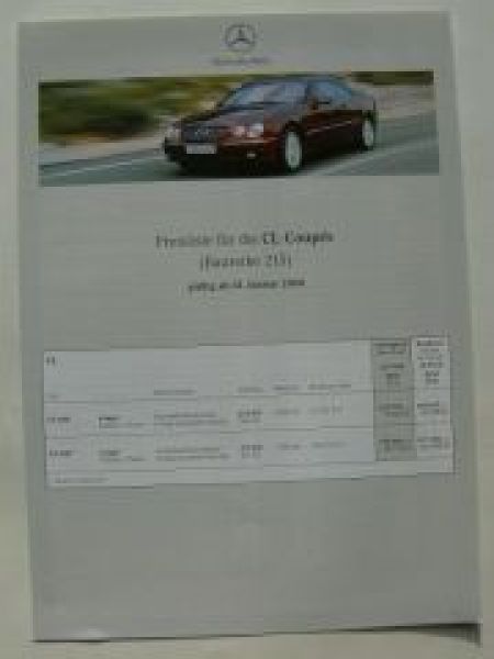 Mercedes Benz Preisliste CL-Coupès BR215 Januar 2000