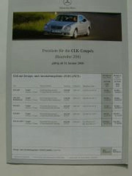 Mercedes Benz Preisliste CLK-Coupès BR208 Januar 2000