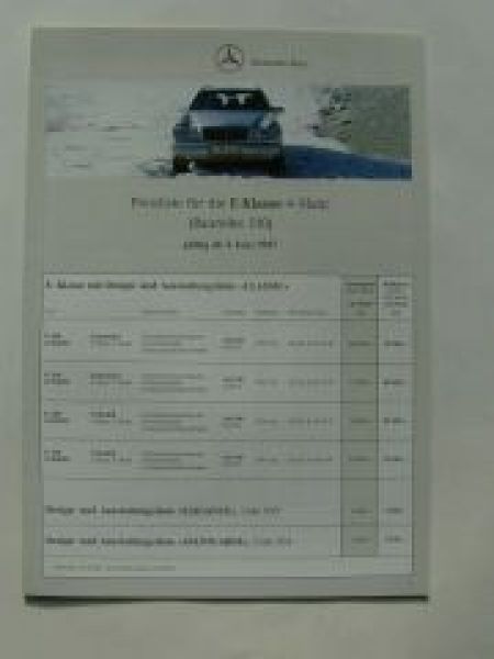 Mercedes Benz Preisliste E-Klasse W210 4-Matic Juni 1997
