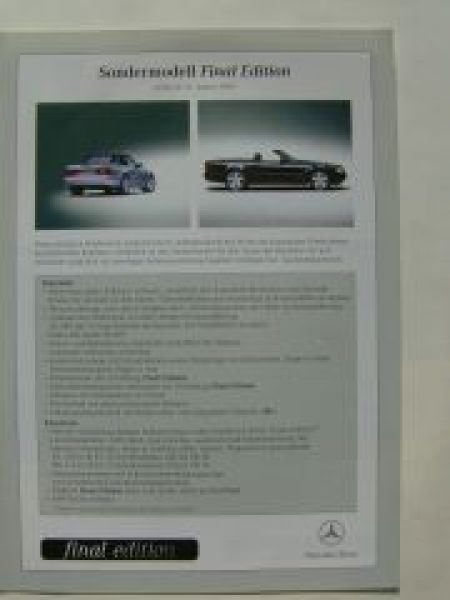 Mercedes Benz Preisliste SL R129 final edition Januar 2001