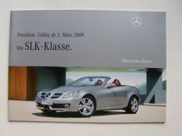 Mercedes Benz Preisliste SLK-Klasse R171 März 2009