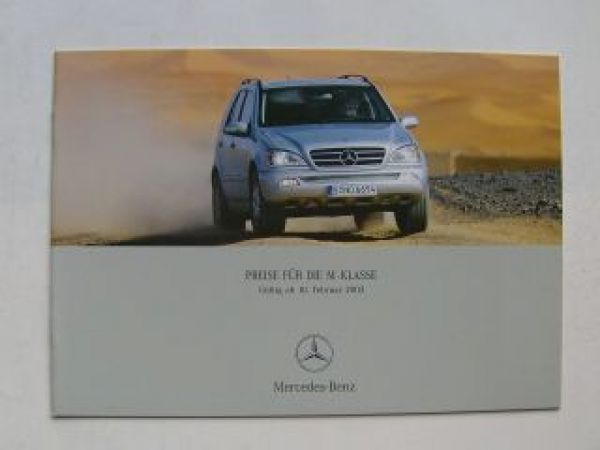 Mercedes Benz Preisliste M-Klasse BR163 Februar 2003 +ML55 AMG