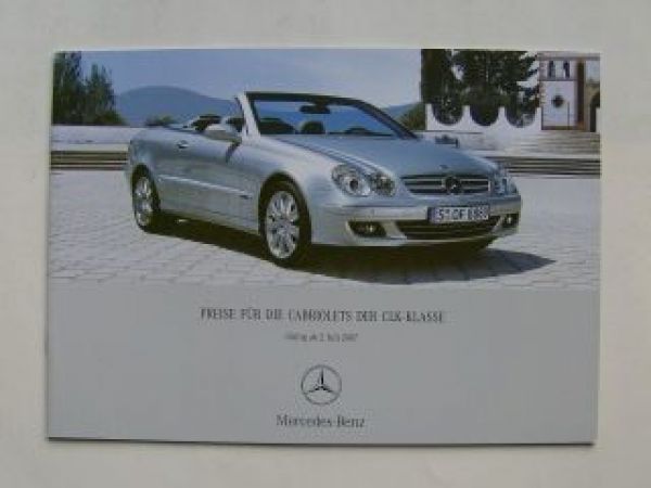 Mercedes Benz Preisliste CLK-Klasse Cabriolets  BR209 Juli 2007