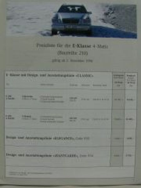 Mercedes Benz Preisliste E-Klasse 4-Matic W210 Dezember 1996