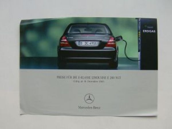Mercedes Benz Preisliste E-Klasse Limousine BR211 E200 NGT
