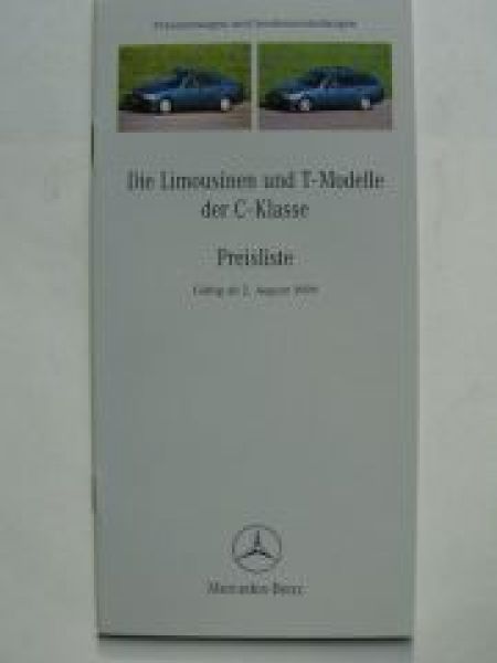Mercedes Benz Preisliste C-Klasse W202 August 1999
