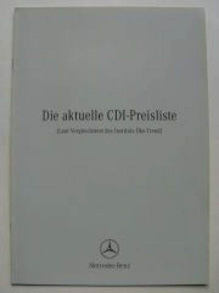 Mercedes Benz CDI-Preisliste BR169 BR202 BR210 Februar 1999
