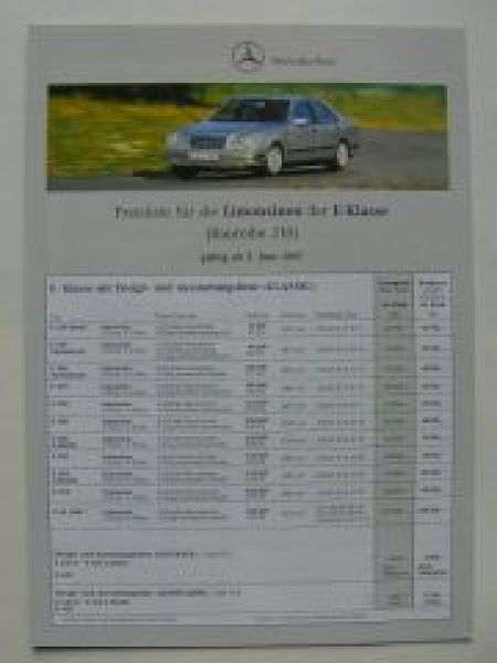 Mercedes Benz Preisliste E-Klasse W210 Juni 1997