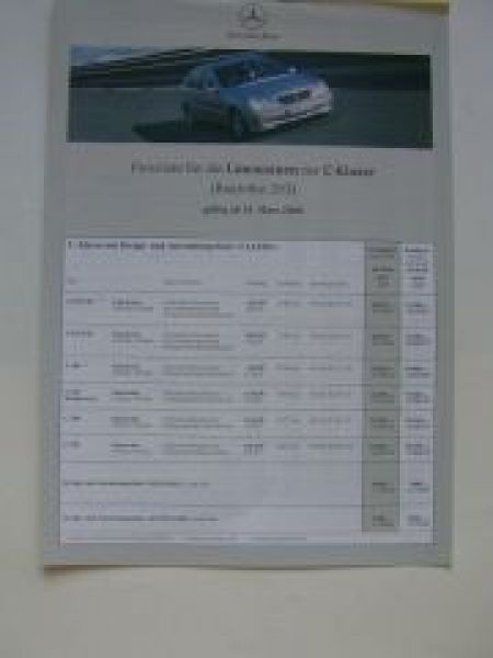 Mercedes Benz Preisliste C-Klasse W203 März 2000