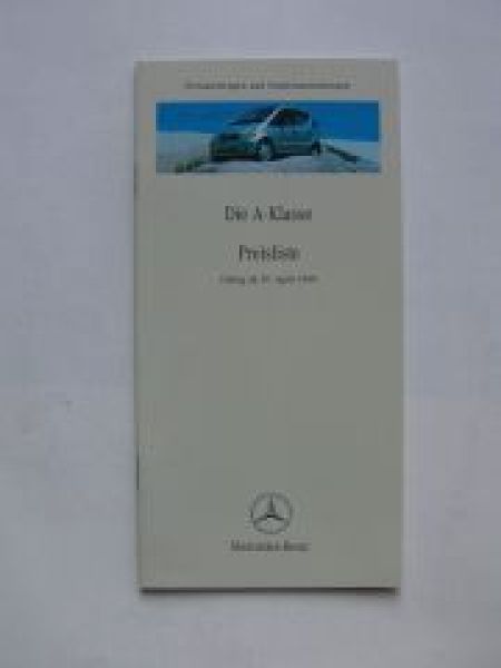 Mercedes Benz Preisliste A-Klasse BR168 April 1999