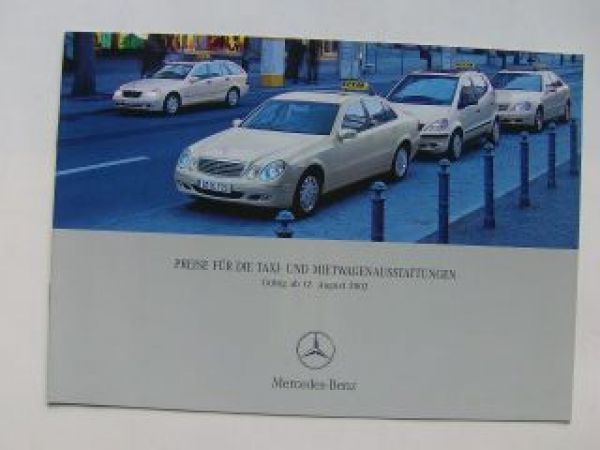 Mercedes Benz Preisliste Taxi- & Mietwagen August 2002