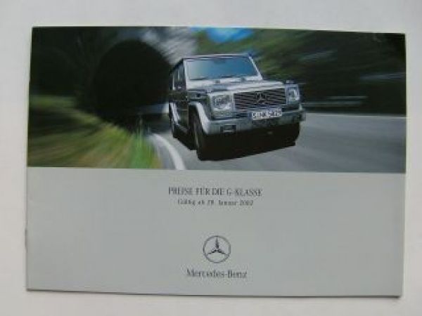 Mercedes Benz Preisliste G-Klasse BR463 Januar 2002