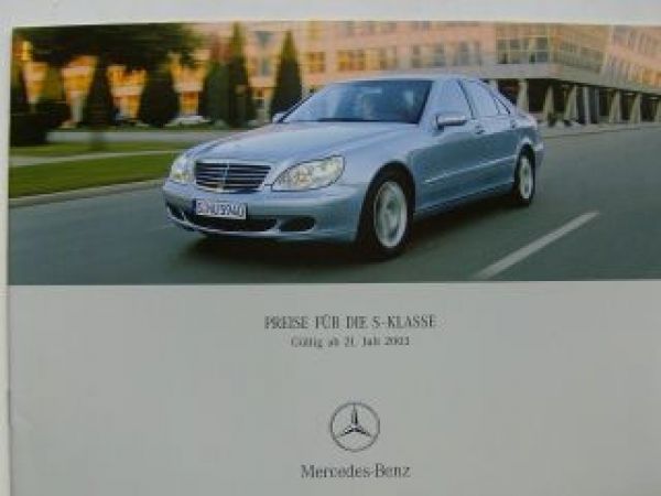Mercedes Benz Preisliste S-Klasse BR220 Juli 2003 +S55 AMG