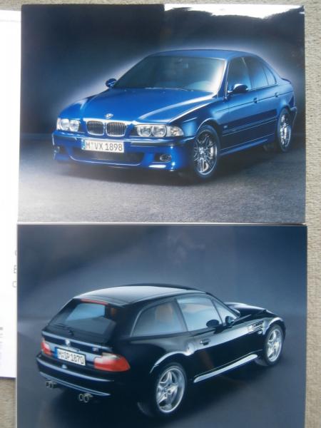 BMW M5 E39 Limousine +Z3 M Coupé Pressemappe +Fotos März 1998 Rarität