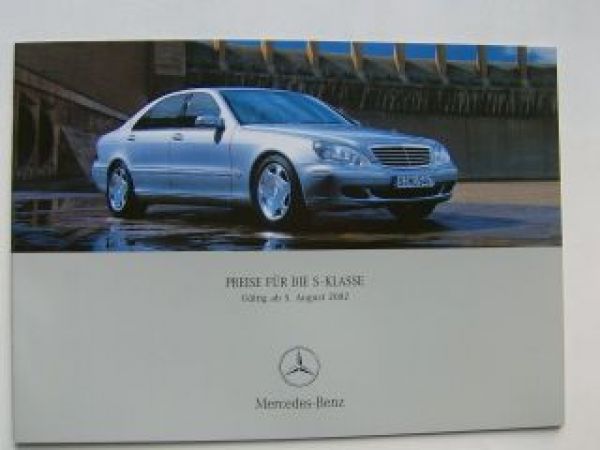 Mercedes Benz Preisliste S-Klasse W220 August 2002
