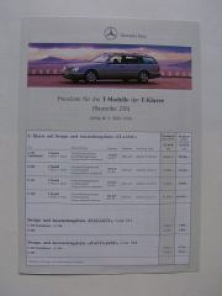 Mercedes Benz Preisliste E-Klasse W210 T-Modelle März 1996