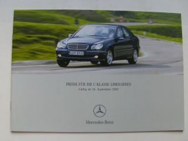 Mercedes Benz Preisliste C-Klasse Limousinen W203 September 2002