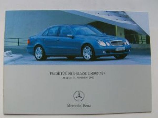Mercedes Benz Preisliste E-Klasse Limousinen BR211 November 2002