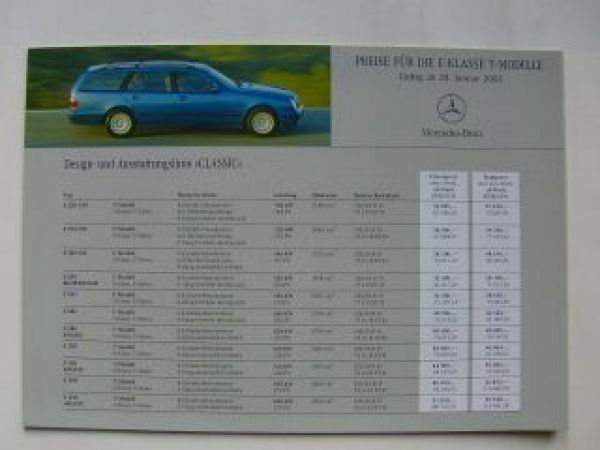 Mercedes Benz Preisliste E-Klasse T-Modelle BR210 Januar 2002