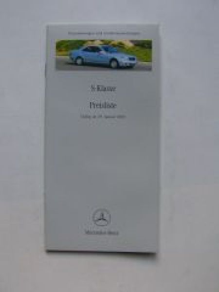 Mercedes Benz Preisliste S-Klasse W220 29.Januar 2001