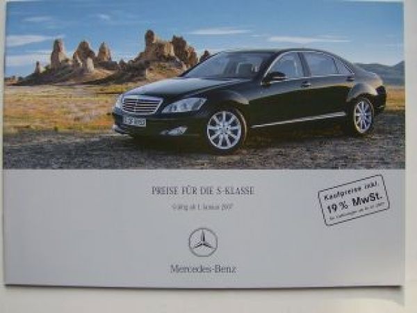 Mercedes Benz Preisliste S-Klasse BR221 September 2006 NEU
