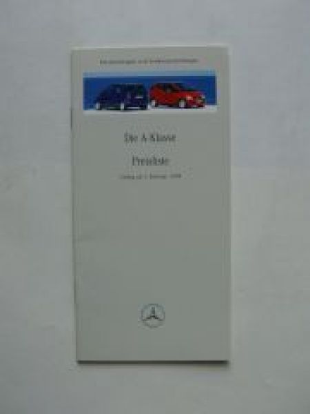 Mercedes Benz Preisliste A-Klasse BR168 Februar 1999