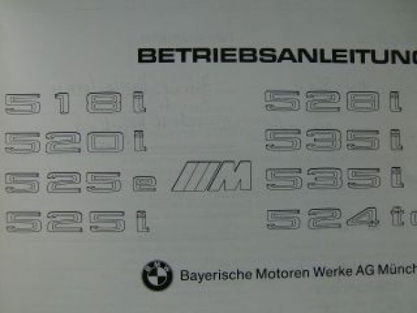 518i 520i 525i 528i 525e 524td 535i M535i August 1985