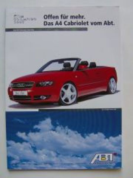 Abt Sportsline A4 Cabriolet 1HO Prospekt +Preise Februar 2003