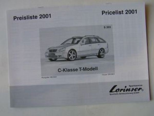 Lorinser Mercedes Benz Preisliste C-Klasse T S203 März 2001