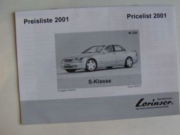Lorinser Mercedes Benz Preisliste S-Klasse W220 September 2001