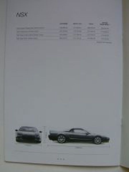 Honda Price List September 1999 UK Englisch NEU