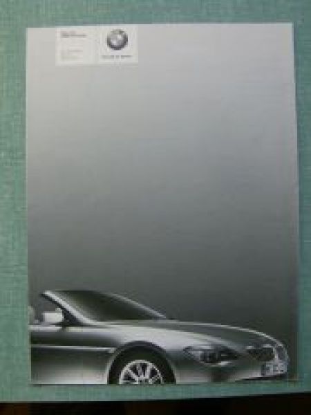 BMW Preisliste 6er Cabrio E64 2004 NEU (aus 2003)