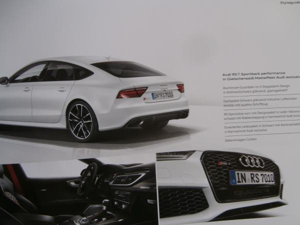 Audi RS7 Typ 4G Prospekt Buch September 2016 NEU