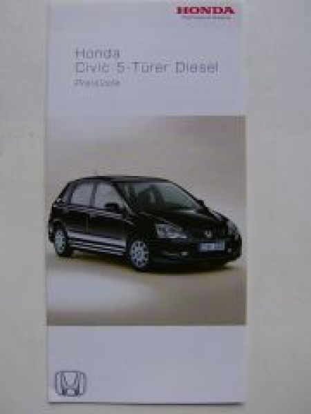 Honda Civic 5-Türer Diesel Preisliste April 2005