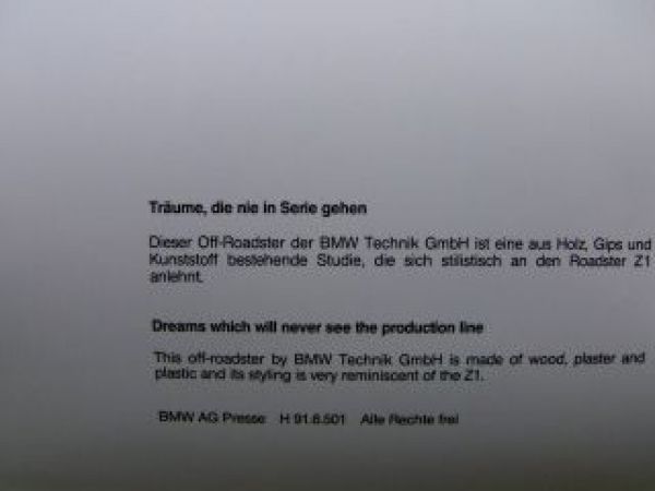 BMW Studie Off-Roader Z1 1991 Pressebild Rarität