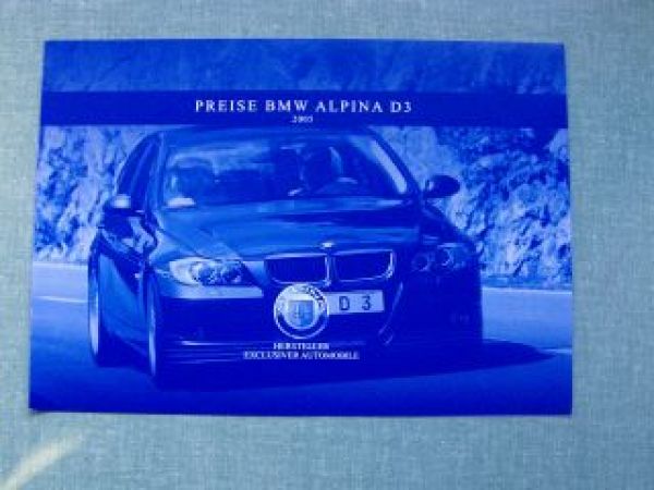 Alpina D3  Limousine E90 Preisliste 2005 NEU