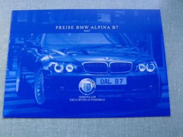 Alpina B7 E65 E66 Preisliste 2005 NEU