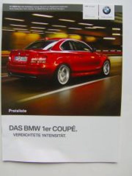 BMW Preisliste 1er Coupé E82 September 2009 NEU
