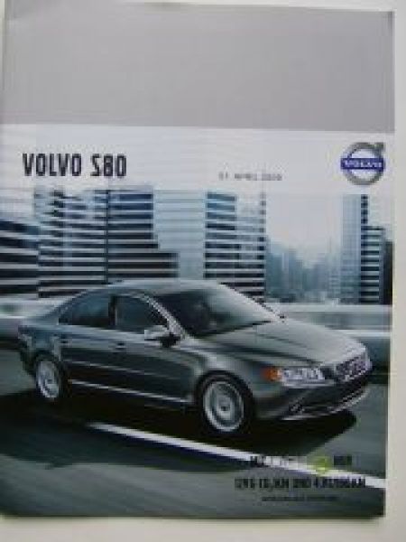 Volvo Preisliste S80 April 2009 NEU